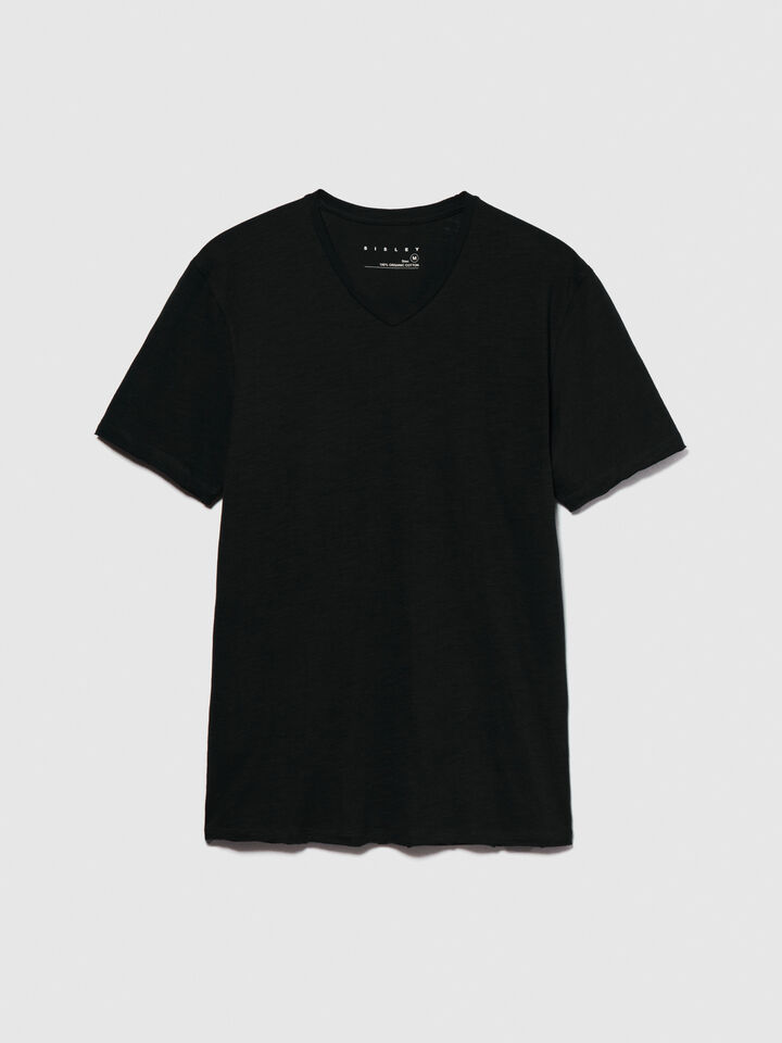 Slim fit t-shirt - men's short sleeve t-shirts - Black | Sisley image number 6